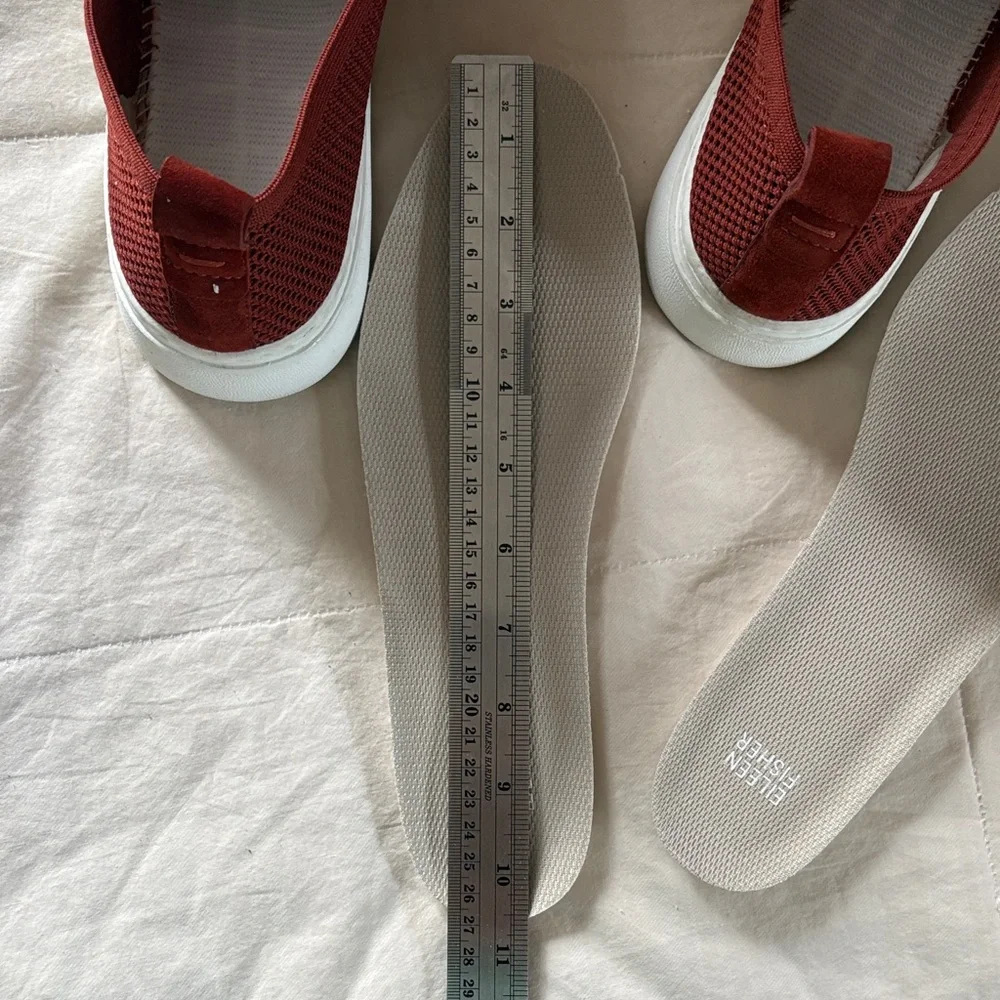 Eileen Fisher Prosper Platform Sneakers Brick Red Woven Slip Ons Size 10 - Picture 9 of 13